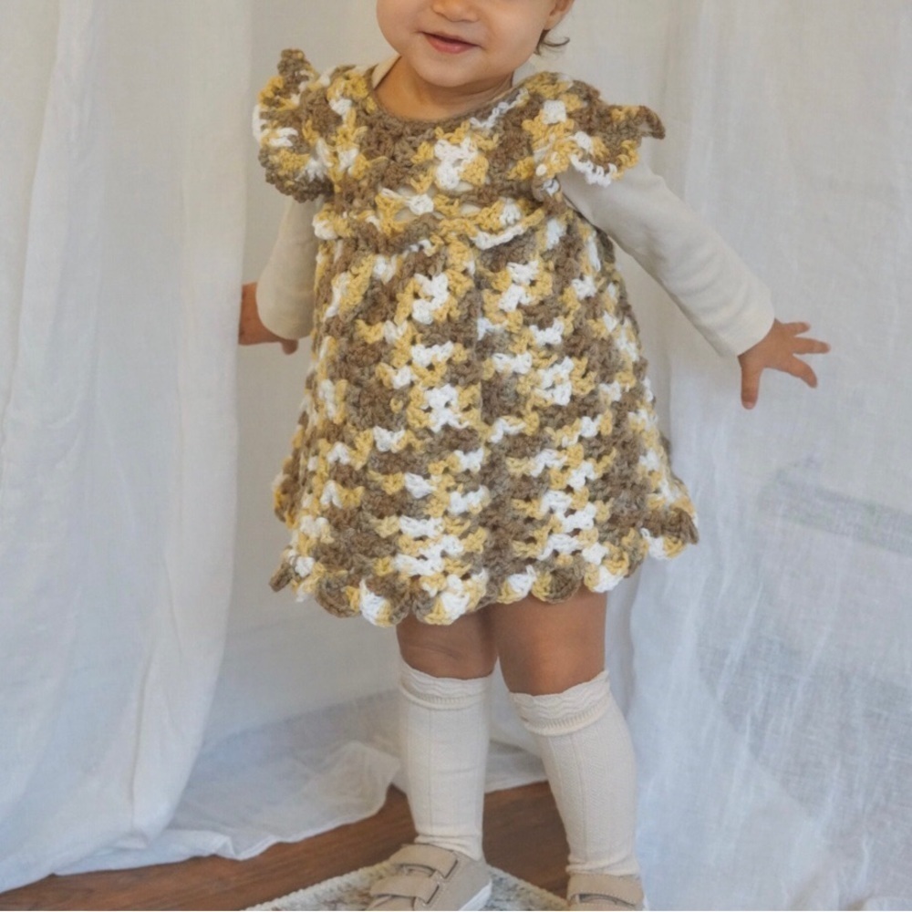 Handmade brown dress with button back